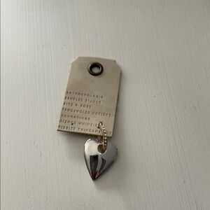 Anthropologie Silver Heart Charm with Gold Accent